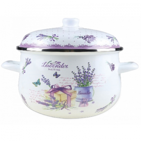 PROMOTII - Cratita emailata groasa cu capac, Grunberg GR2200 (3.9 L) model Lavanda