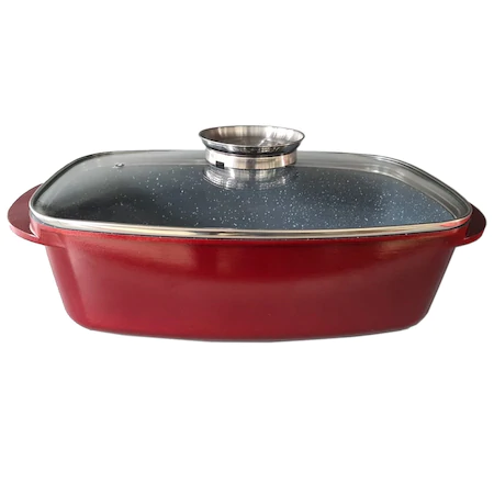 Cratita dreptunghiulara Grunberg 5L, Interior Ceramic Marmorat GR1007 [2]