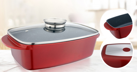 Cratita dreptunghiulara Grunberg 5L, Interior Ceramic Marmorat GR1007 [1]