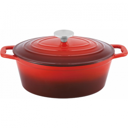 VASE ANTIADERENTE PENTRU GATIT - Cratita ovala cu capac, din fonta emailata, 4.00 l, 28x22 cm, Grunberg GR8628