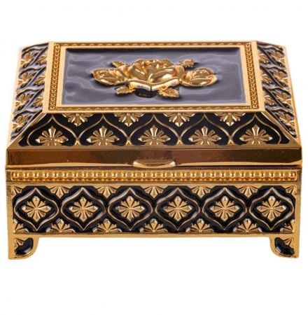 PRODUSE SPECIALE - Cutie pentru bijuterii neagra cu aplicatii aurii