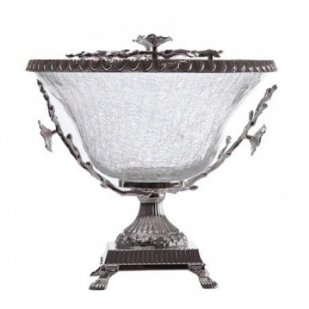 Fructiera argintata din sticla model crapat [1]