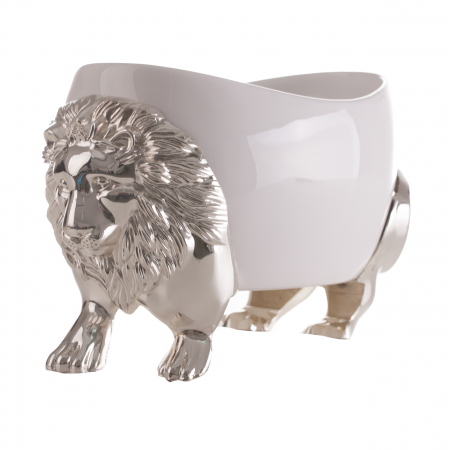 PRODUSE SPECIALE - Fructiera argintata din ceramica in forma de leu