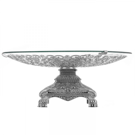 Fructiera rotunda din sticla cu aplicatii argintate [2]