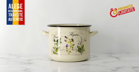 PRODUSE IN ROMANIA - Oala 7.5L emailata groasa, cu decor