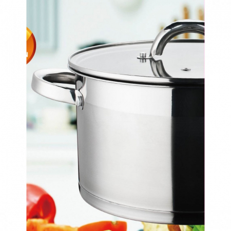 Oala din inox, cu capac din sticla, 26 cm, 11l [2]