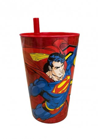 BUCATARIE - Pahar cu pai incorporat model Superman 300 ml