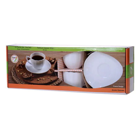 Set de cafea Opal, model Alb Rotund, 12 piese, 190 ml (6 cesti + 6 farfurii) [2]