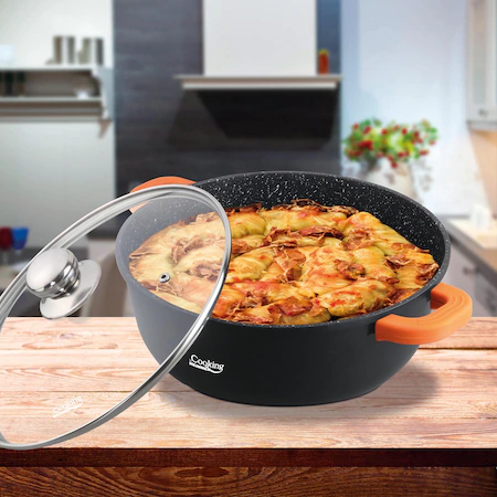 PROMOTII - Cratita 18.5 L, Dark Line, cu invelis ceramic si capac, inductie