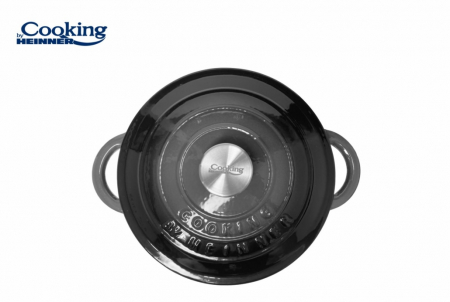 SEMIOALA FONTA EMAILATA + CAPAC 24 x 11.5 CM, 4L, MARBLE GREY, COOKING BY HEINNER [3]