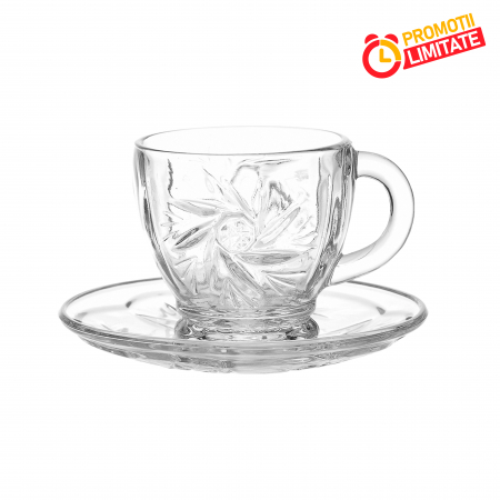 PROMOTII - Serviciu ceai/cafea, 12 piese, sticla, model Sun Star, 190 ml