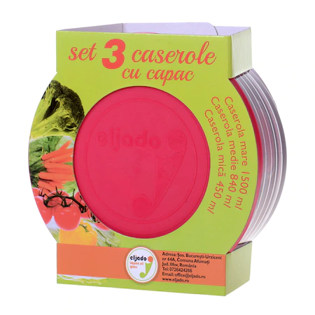 Set 3 caserole rotunde sticla 1.5 L, 840 ml si 450 ml [1]