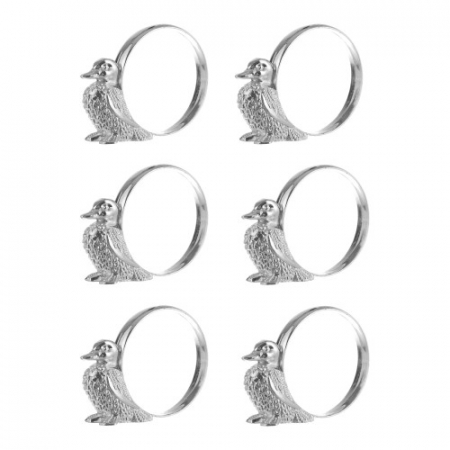 PRODUSE SPECIALE - Set 6 inele argintate pentru servetele model Pasare