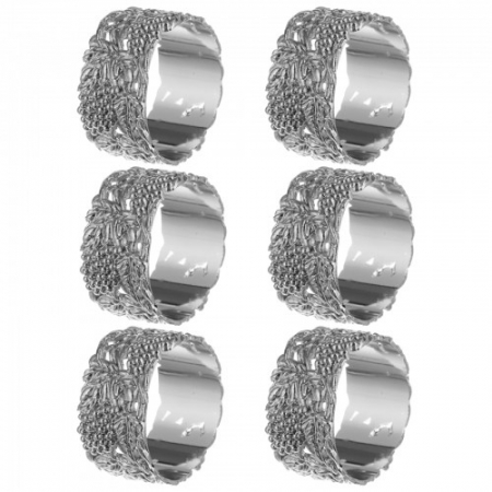 PRODUSE SPECIALE - Set 6 inele argintate pentru servetele model Struguri