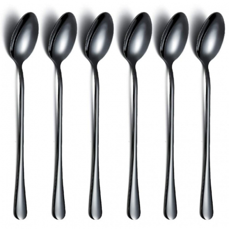 Set 6 lingurite cocktail din inox în culoare neagră [1]