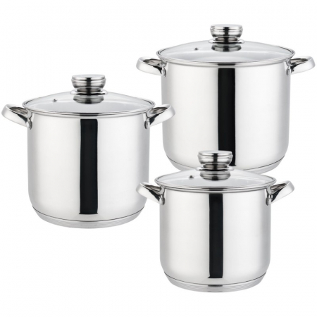 VASE ANTIADERENTE PENTRU GATIT - Set 3 Oale, cu fund gros. cu 3 straturi, din Inox Grunberg GR1051