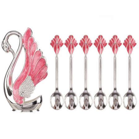 Set argintat 6 lingurite in suport Lebada - Roz [1]