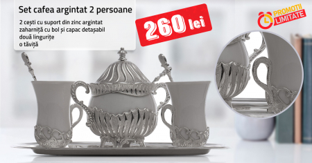 PRODUSE SPECIALE - Set cafea argintat 2 persoane, model 2