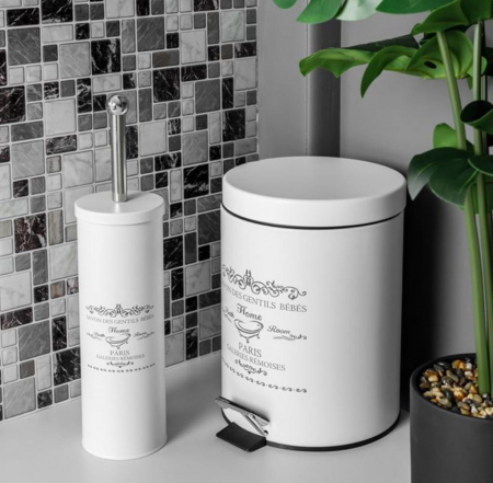 CASA SI GRADINA - Set Cos Gunoi 5l si Perie WC alb