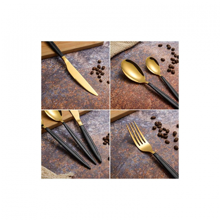 Set tacamuri din inox 24 piese, Grunberg (auriu+negru) [3]