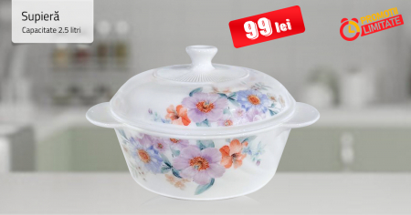 Supiere - Supiera 2.5l, din Opal, cu capac, Zora
