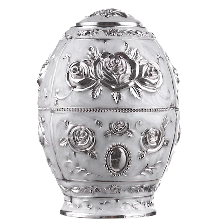 Suport pentru scobitori argintat cu model floral 7,5x7,5x11 cm [1]