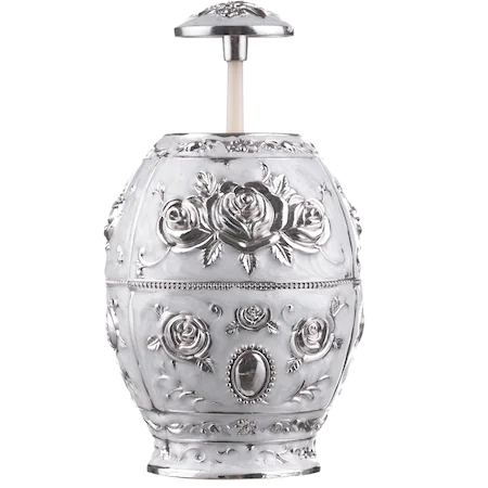 PRODUSE SPECIALE - Suport pentru scobitori argintat cu model floral 7,5x7,5x11 cm