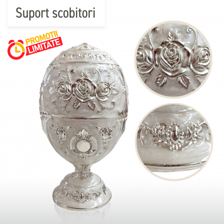 PRODUSE SPECIALE - Suport argintat pentru scobitori cu model floral cu picior