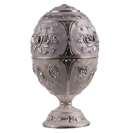 Suport argintat pentru scobitori cu model floral cu picior [2]