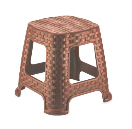 BUCATARIE - Taburet , tip rattan, plastic , maro, 33 cm inaltime