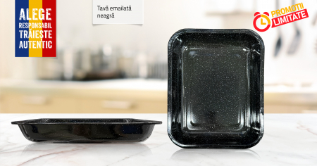 PRODUSE IN ROMANIA - Tava emailata groasa cuptor 37x30x7 cm