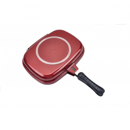 Tigaie dubla din aluminiu, ceramica marmorata, inchidere magnetica, inel din silicon, 32x22x7.50 cm, Grunberg [2]