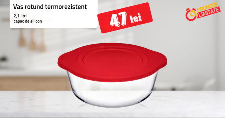 ALTE PROMOTII - Vas rotund cu capac silicon, Borcam 2.1L