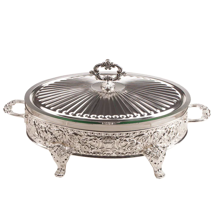 Vas sticla cu suport argintat pentru friptura 45 x 24.5 x 20 cm [1]