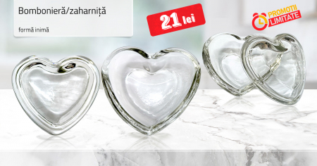 BUCATARIE - Zaharnita/Bomboniera sticla model Inima