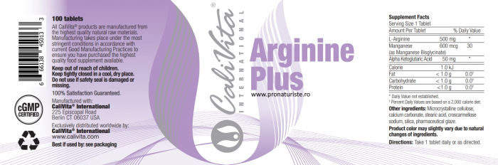 Arginine Plus CaliVita (100 tablete) Produs pentru dezvoltarea şi regenerarea muşchilor [4]