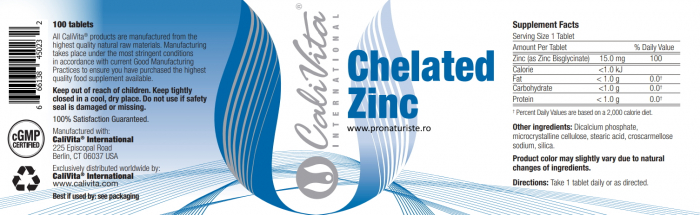Chelated Zinc  CaliVita (100 tablete) Zinc organic [3]