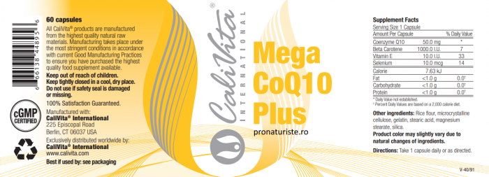 Mega CoQ10 Plus CaliVita (60 capsule) Megadoză de CoQ10 şi Antioxidanţi [3]