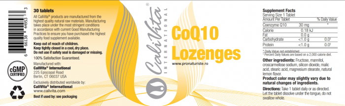 CoQ10 Lozenges CaliVita (30 tablete sublinguale) Coenzima Q10 cu absorbţie rapidă [4]