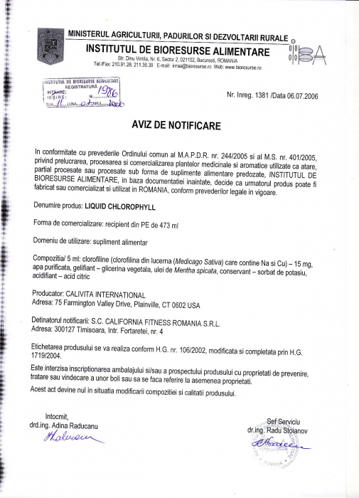 Liquid Chlorophyll CaliVita (473 ml) clorofilă lichidă [3]