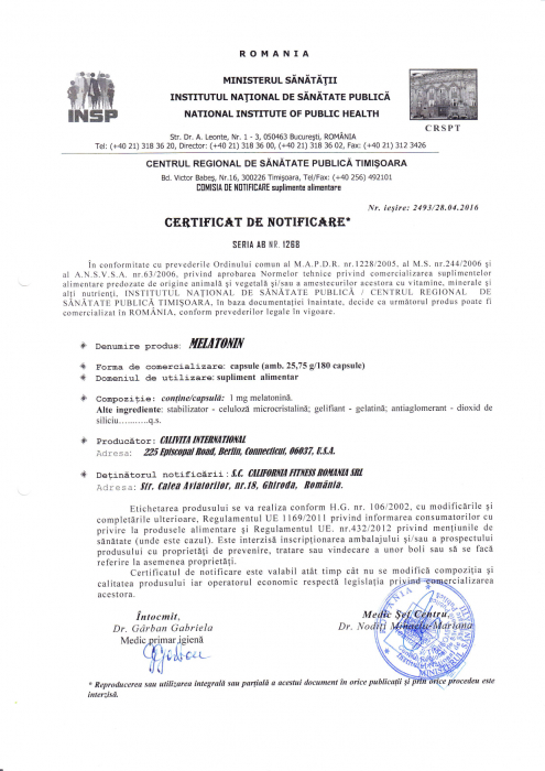 Melatonin 1 mg CaliVita (180 capsule) Sprijină somnul natural [3]