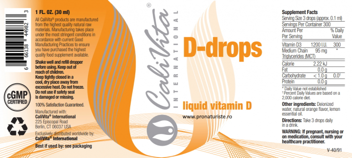 D-drops CaliVita (30 ml) Vitamina D3 Lichidă [3]