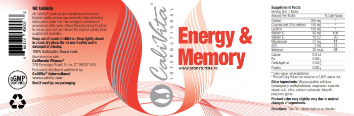 Energy & Memory CaliVita  (90 tablete) Stimulator Energetic [4]