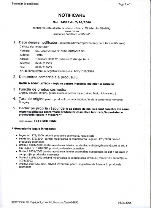 Hand & Body Lotion  LOŢIUNE PENTRU ÎNGRIJIREA MÂINILOR ŞI CORPULUI [2]
