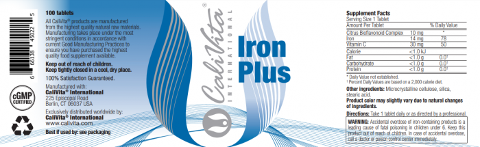Iron Plus CaliVita (100 tablete) Fier cu Vitamina C [4]