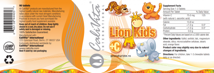 Lion Kids C CaliVita (90 tablete masticabile) Vitamina C pentru copii [4]