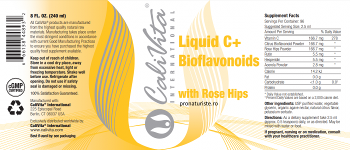Liquid C + Bioflavonoids and Rose Hips CaliVita (240 ml) Vitamina C lichidă [2]