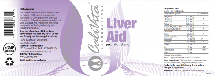 Liver Aid CaliVita (100 capsule) Protecţie hepatică [4]