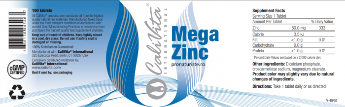 Mega Zinc (100 tablete) Megadoză de Zinc Organic [4]