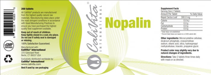 Nopalin CaliVita (200 tablete) Tablete cu fibre de cactus Nopal [2]